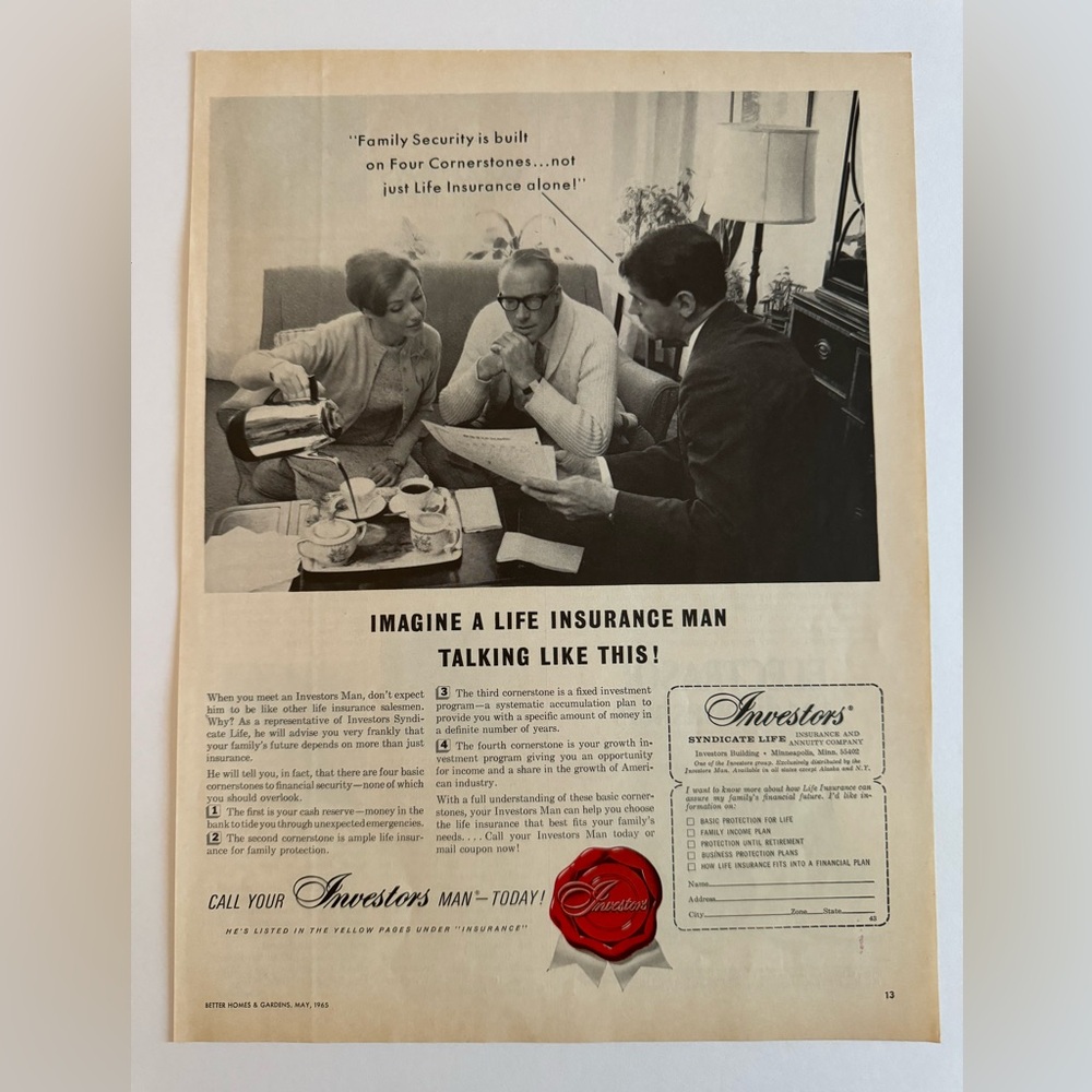 5/$20 Investors 1965 Advertisement  (Better Homes and Gardens Magazine print)